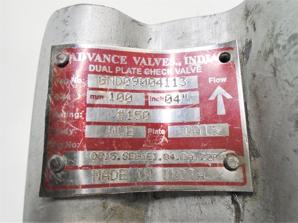 Advance 4" 150# WCB Dual Plate Wafer Check Valve DP15.SEEIEI.04.DA.22PN